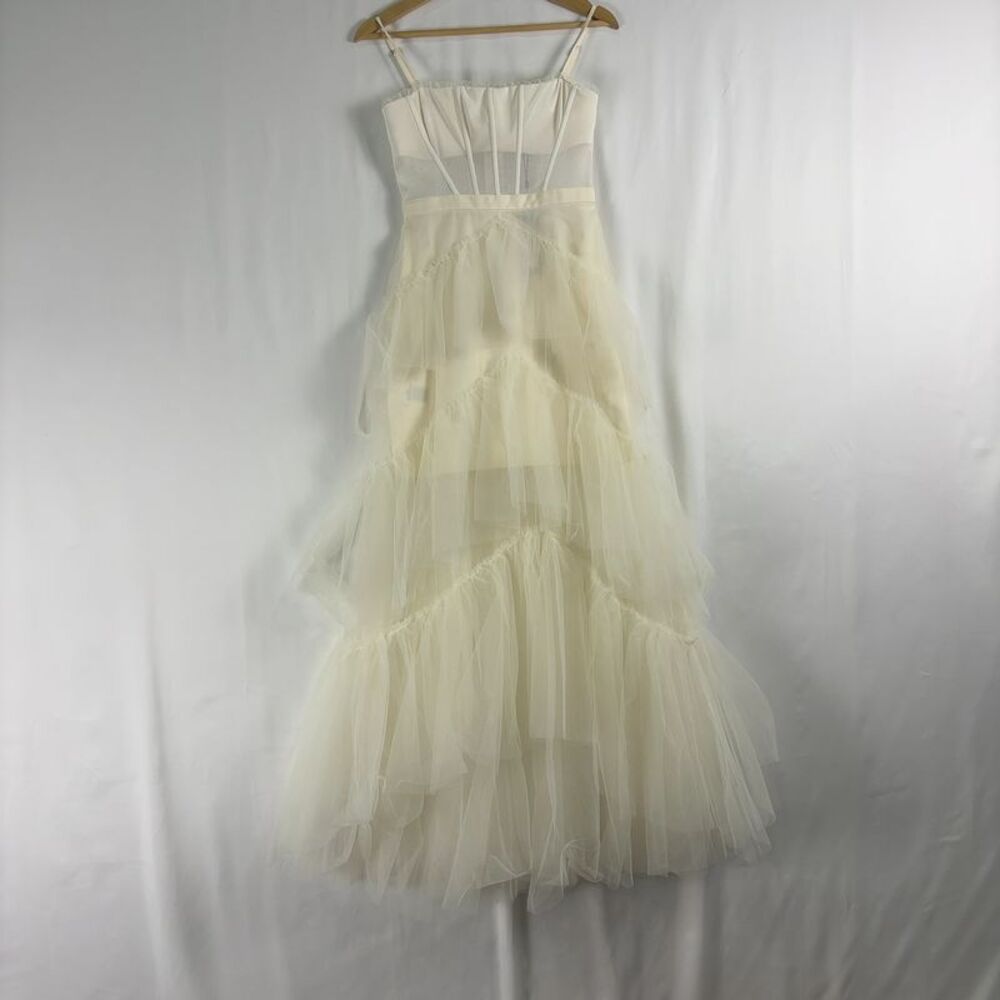 BCBGMaxAzria Ruffle Tulle Evening Gown